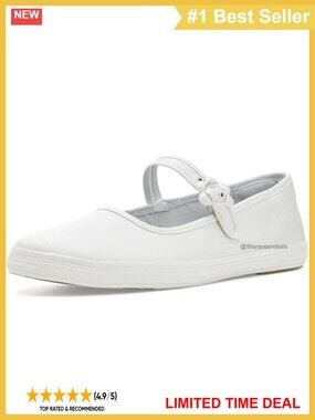 Mary Jane Flats Slip-On Canvas Shoes Adjustable Buckle Casual Comfort